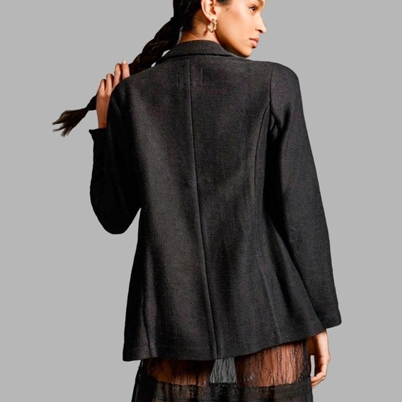 Anthropologie Sanctuary Womens Black Oversized Cotton Blend Boyfriend Blazer S - Picture 2 of 14